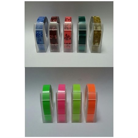 Motex E101 Embossing Tape Combo Pack (5 Plain Colours / 4 Fluorescent)(Pack of 9)
