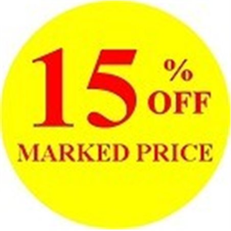 '15% off' Promotional Labels / Stickers - Qty: 500
