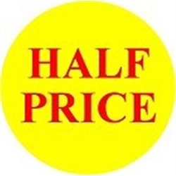 'Half Price' Promotional Labels / Stickers - Qty: 500