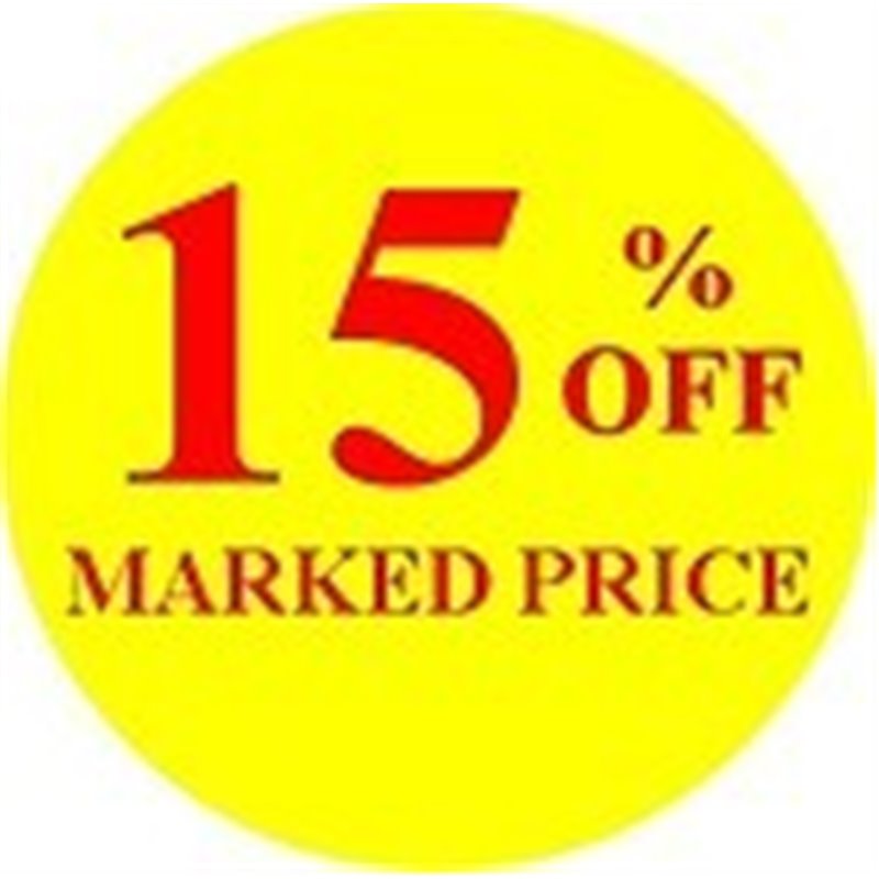 '15% off' Promotional Labels / Stickers - Qty: 500 '15% off' Promotional Labels / Stickers - Qty: 500