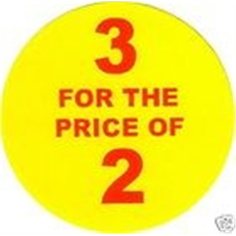 '3 for 2' Promotional Labels / Stickers - Qty: 500