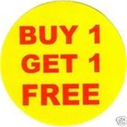 'Buy 1 Get 1 Free' Promotional Labels / Stickers - Qty: 500