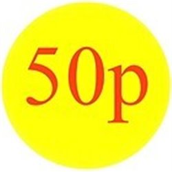 '50p' Promotional Labels / Stickers - Qty: 2000
